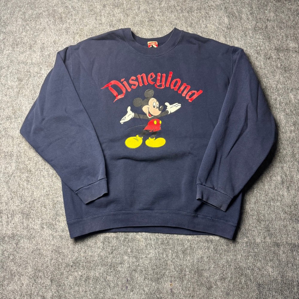 Vintage Mickey Mouse Disneyland Sweatshirt Navy Crewneck Disney Mickey 90s XL